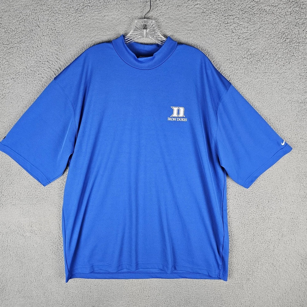 Nike Shirt Mens XXL Blue Iron Dukes Vintage Short Sleeve Mock Neck T-Shirt